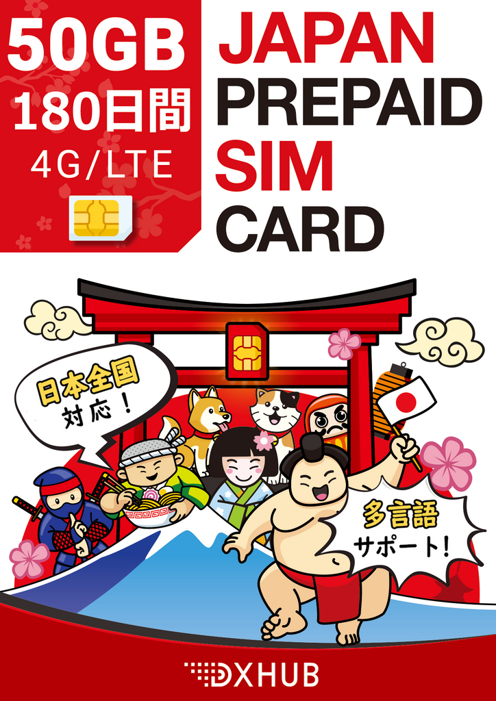 Prepaid SIM 180日間 50GB